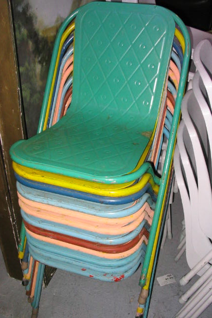 CHAIR, Metal Pressed Stacking Assorted Colours